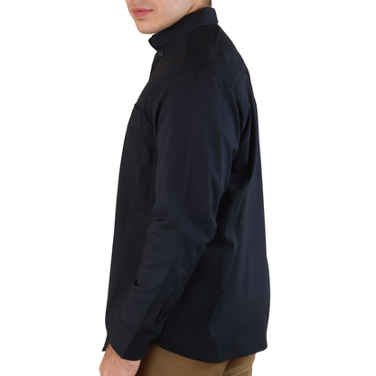 Camisa Negra Slim Fit Manga Larga Con Cintilla Para Caballero