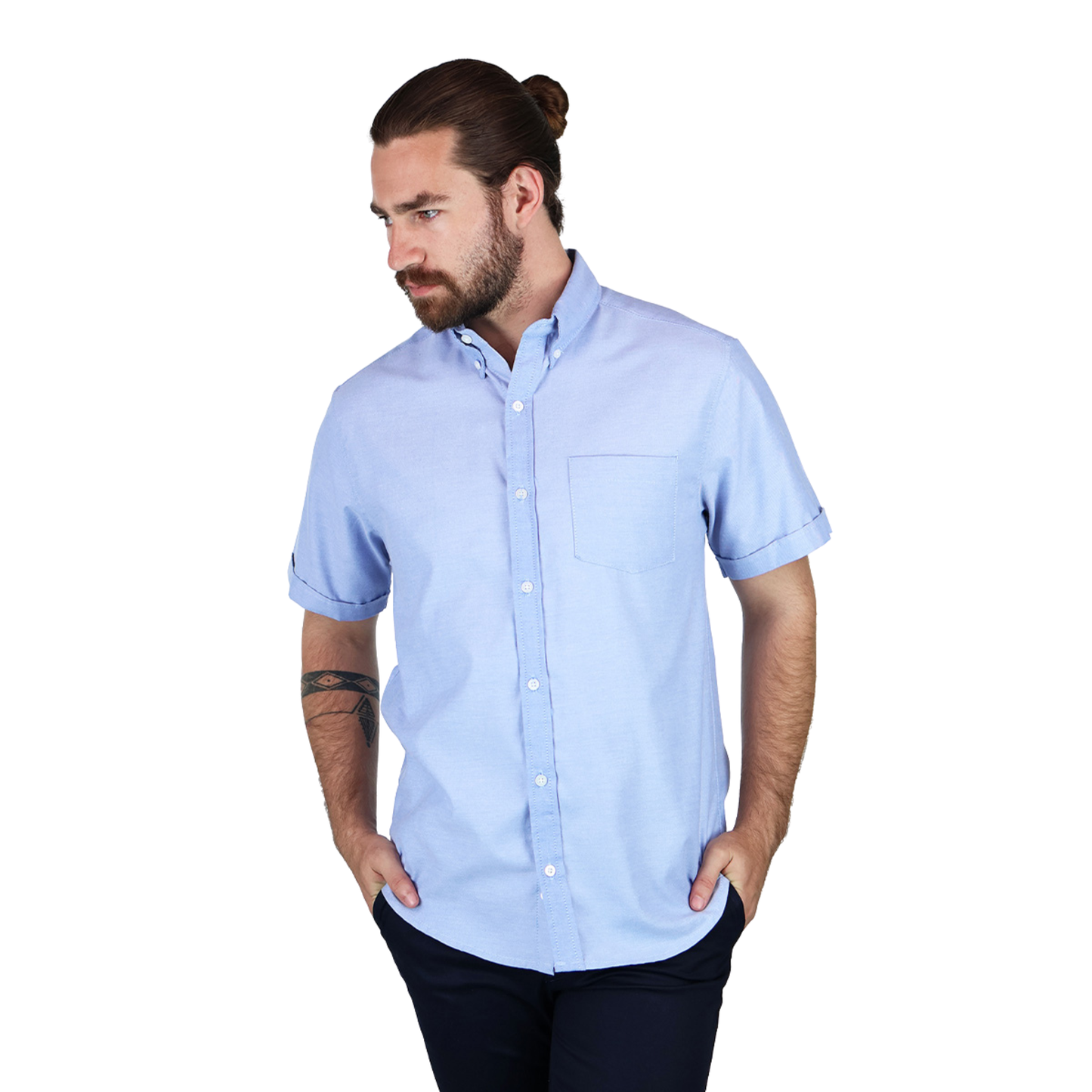 Camisa Manga Corta Corte Regular Con Bolsa Para Caballero