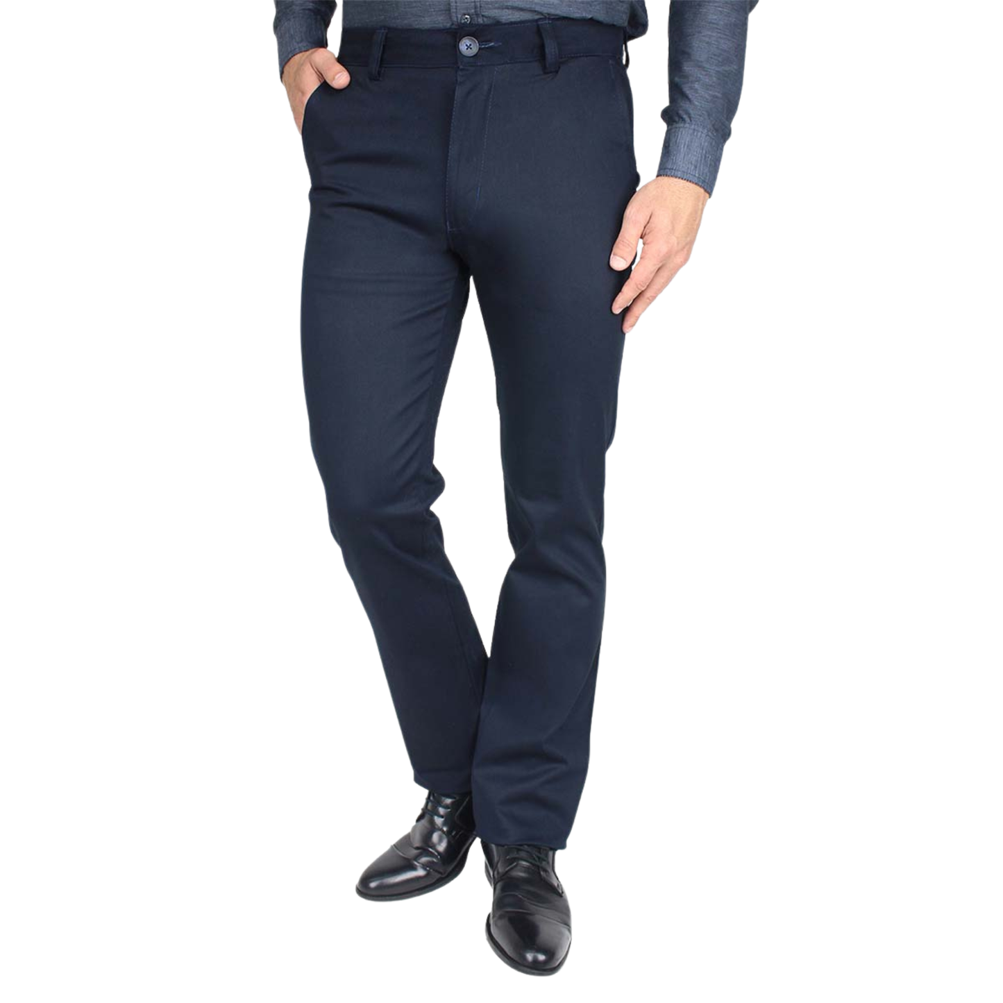 Men's Navy Blue Regular Fit Gabardine Trousers
