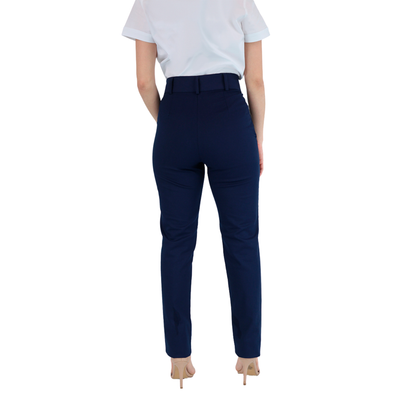 Pantalón De Vestir Color Azul Marino Con Bolsas Para Mujer