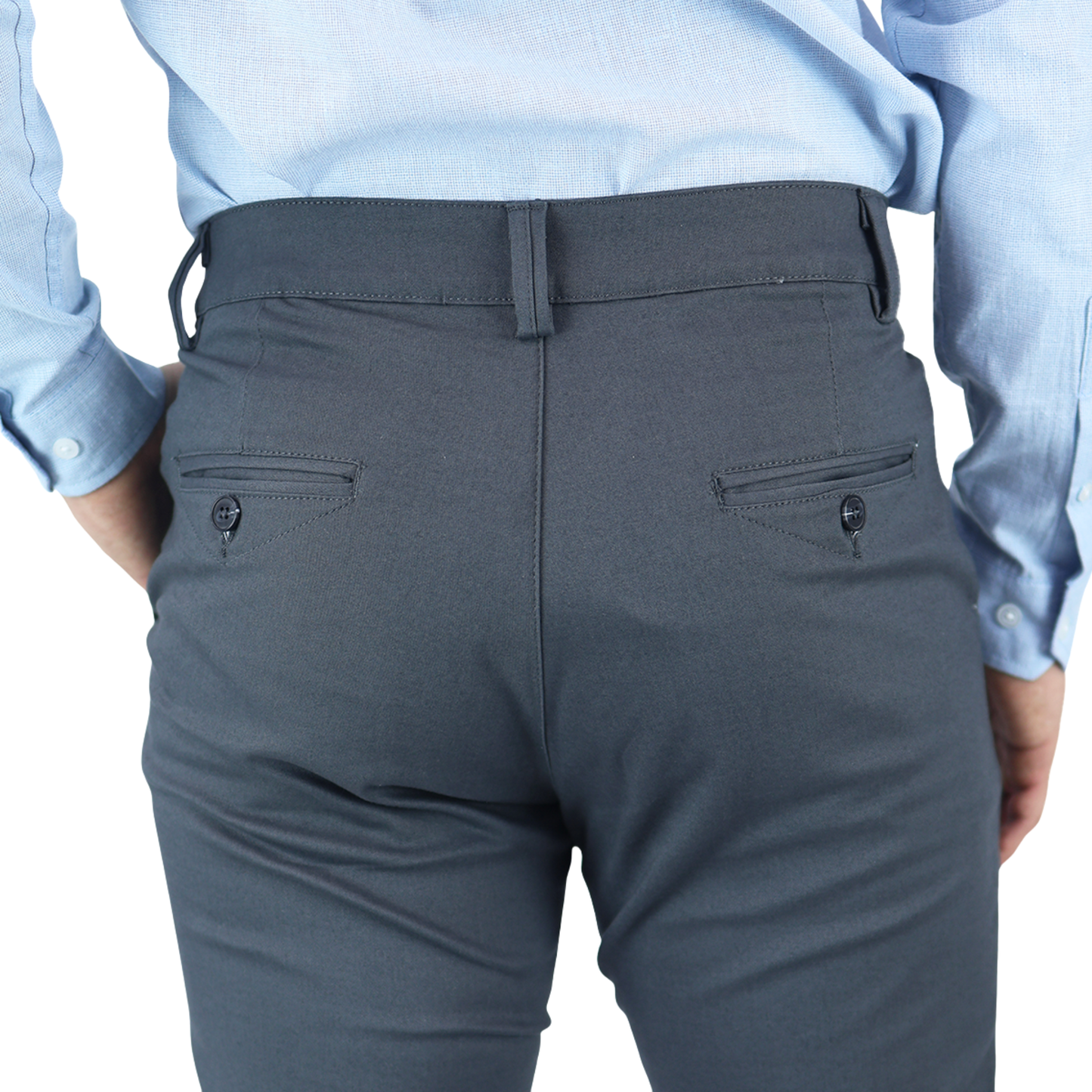 Pantalón Stretch Color Gris Slim Fit De Algodón Para Hombre
