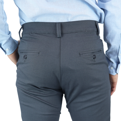Pantalón Stretch Color Gris Slim Fit De Algodón Para Hombre
