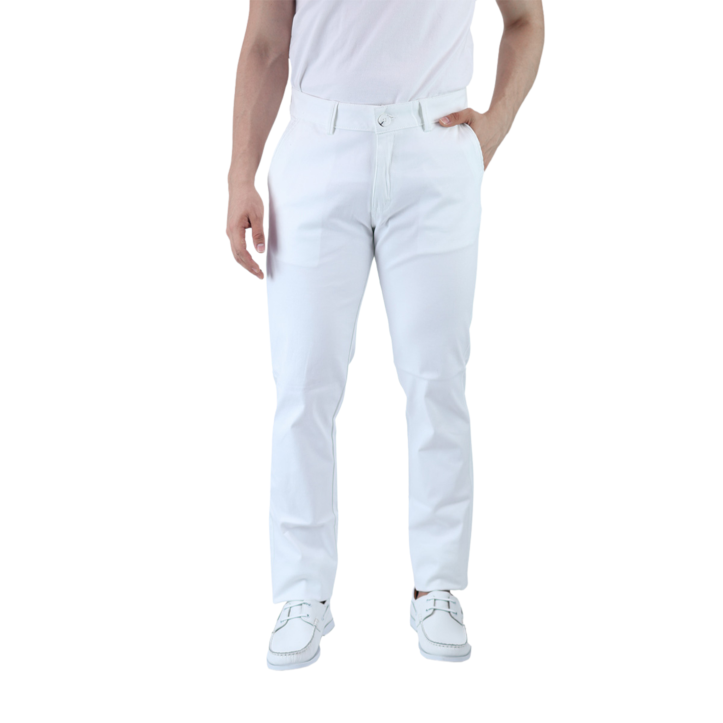 Pantalón Blanco Slim Fit De Gabardina De Algodón Para Caballero