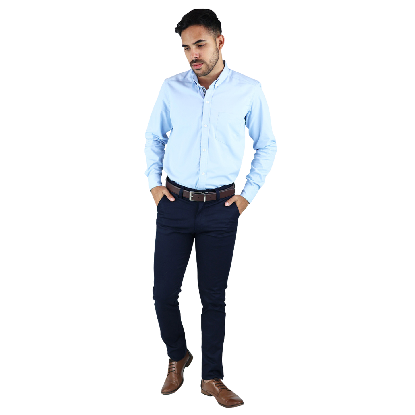 Camisa Manga Larga De Vestir Para Hombre Slim Fit Estilo Casual