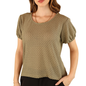 Blusa Mujer Manga Corta Textura Acanalada con Elástico Verde Olivo