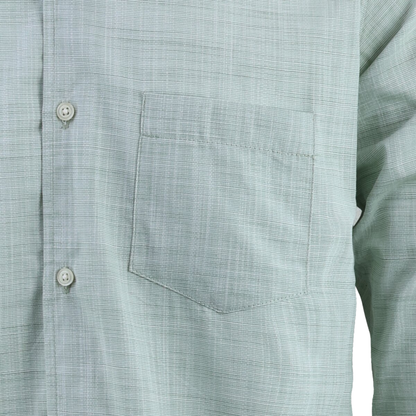 Camisa Elegante Manga Larga Verde Manzana Slim Fit Textura Lino Para Hombre