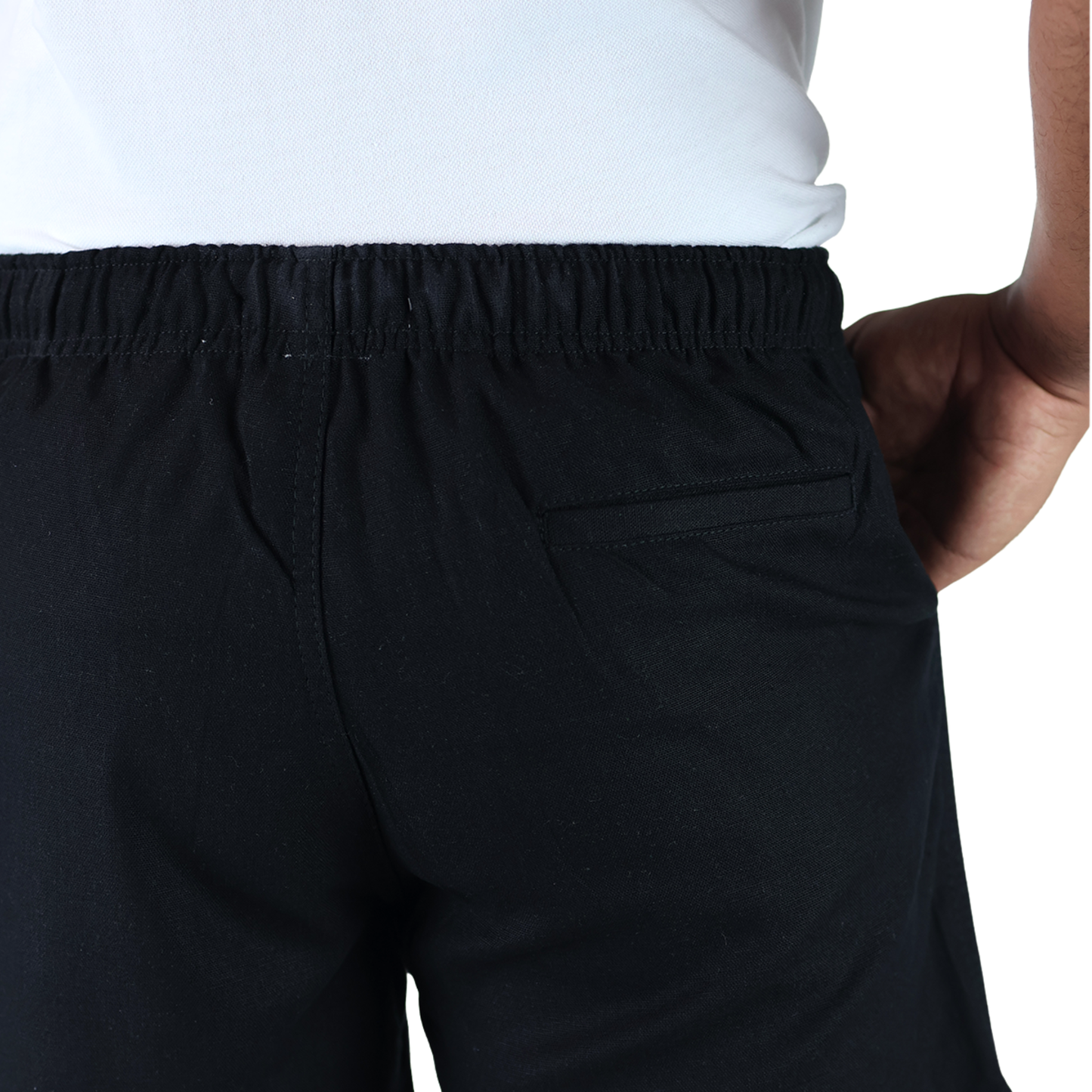Short Negro Con Bolsillos Jareta Falsa Cintura Ajustable Para Caballero