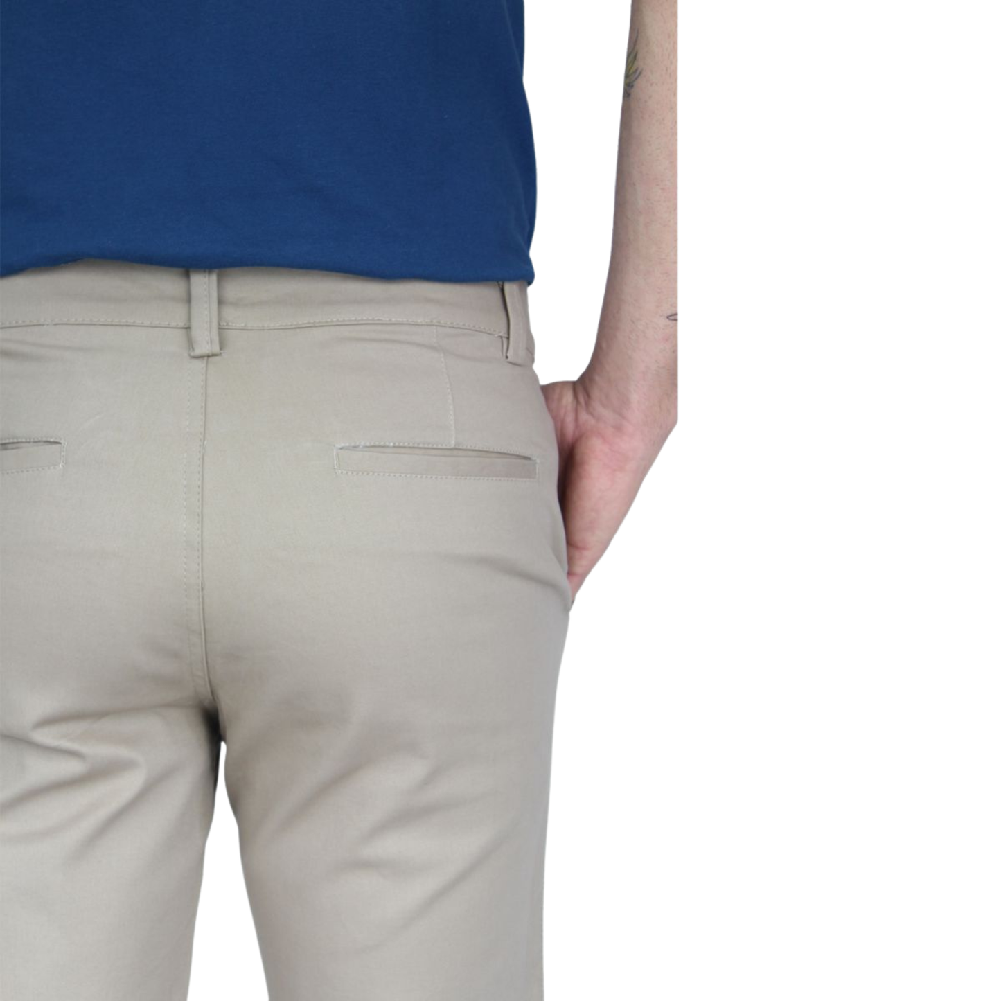 Bermuda De Gabardina Color Caki  Slim Fit Stretch Para Hombre