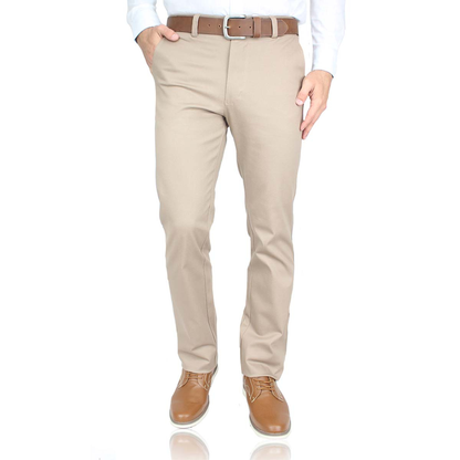 Men's Khaki Regular Stretch Cotton Pants
