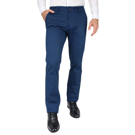 Pantalón De Vestir Stretch Color Azul Plúmbago Slim Fit Para Hombre