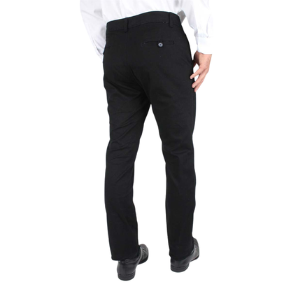 Men's Black Slim Fit Chino Trousers Cotton