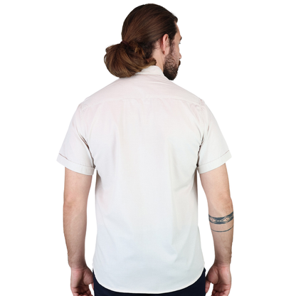 Camisa Manga Corta Slim Fit Cuello Americano Para Caballero