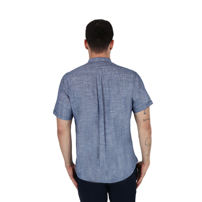 Camisa Manga Corta Look De Lino Cuello Mao Para Hombre