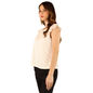 Blusa Blanca Casual Mujer Sisada con Olán Tela Fresca Stretch