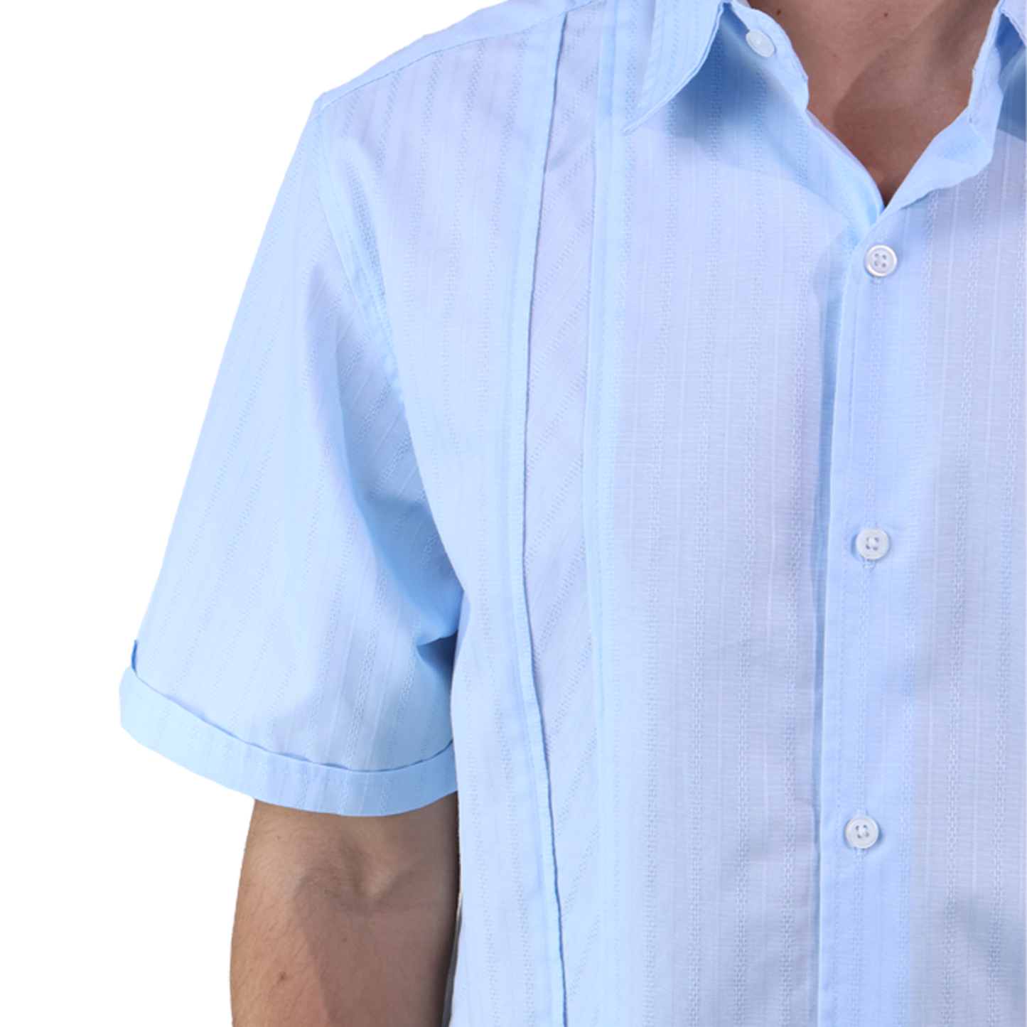 Camisa Manga Corta Textura Rayas Corte Clásico Para Hombre