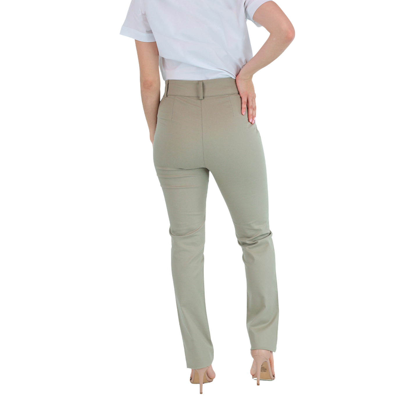 Pantalón De Vestir Color Caki Con Bolsas Para Mujer