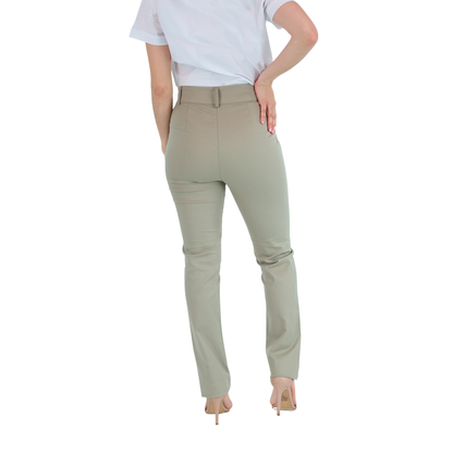 Pantalón De Vestir Color Caki Con Bolsas Para Mujer