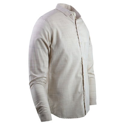 Camisa Slim Fit Manga Larga Color Caqui Para Hombre