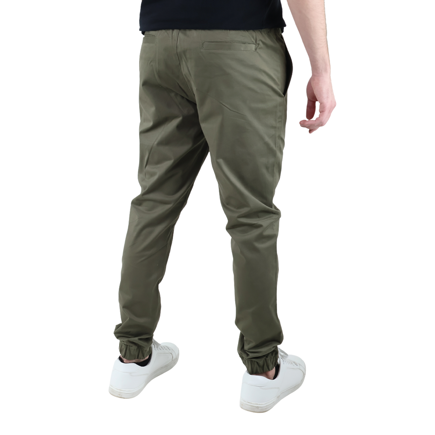 Men's Military Green Casual Joggers with Elastic Waist