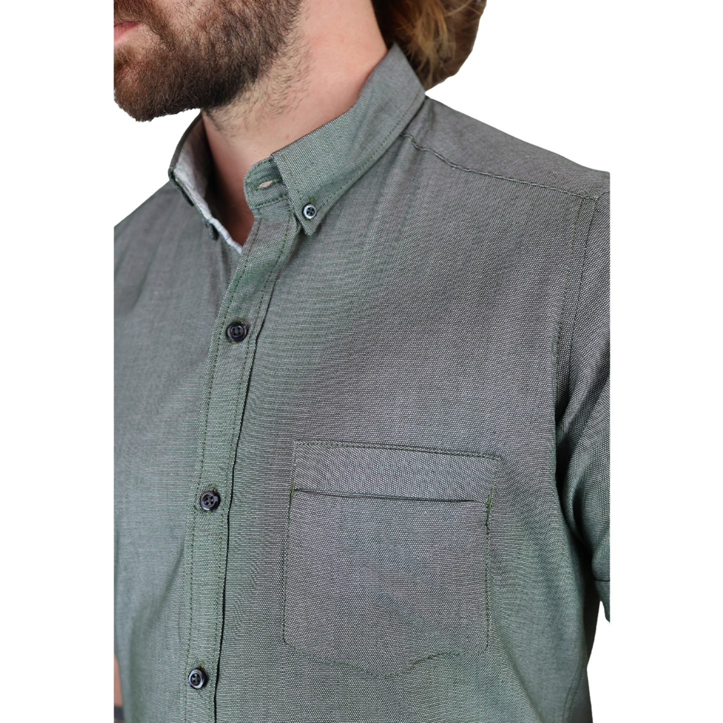 Camisa Manga Corta Slim Fit Cuello Americano Para Caballero