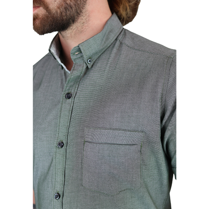 Camisa Manga Corta Slim Fit Cuello Americano Para Caballero