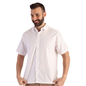 Men's White Short-Sleeve Guayabera with Pin Tucks and Linen Look