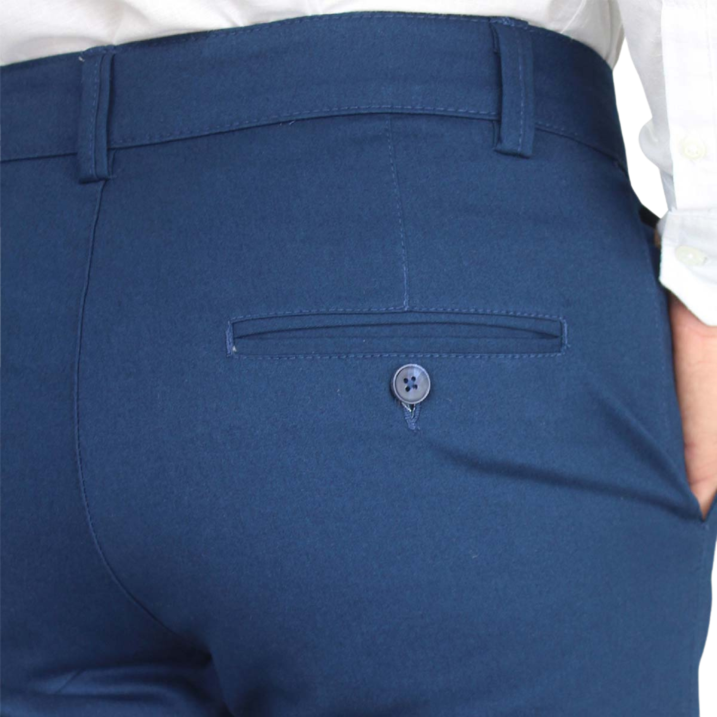 Pantalón Corte Regular Color Azul Plúmbago De Algodón Para Caballero