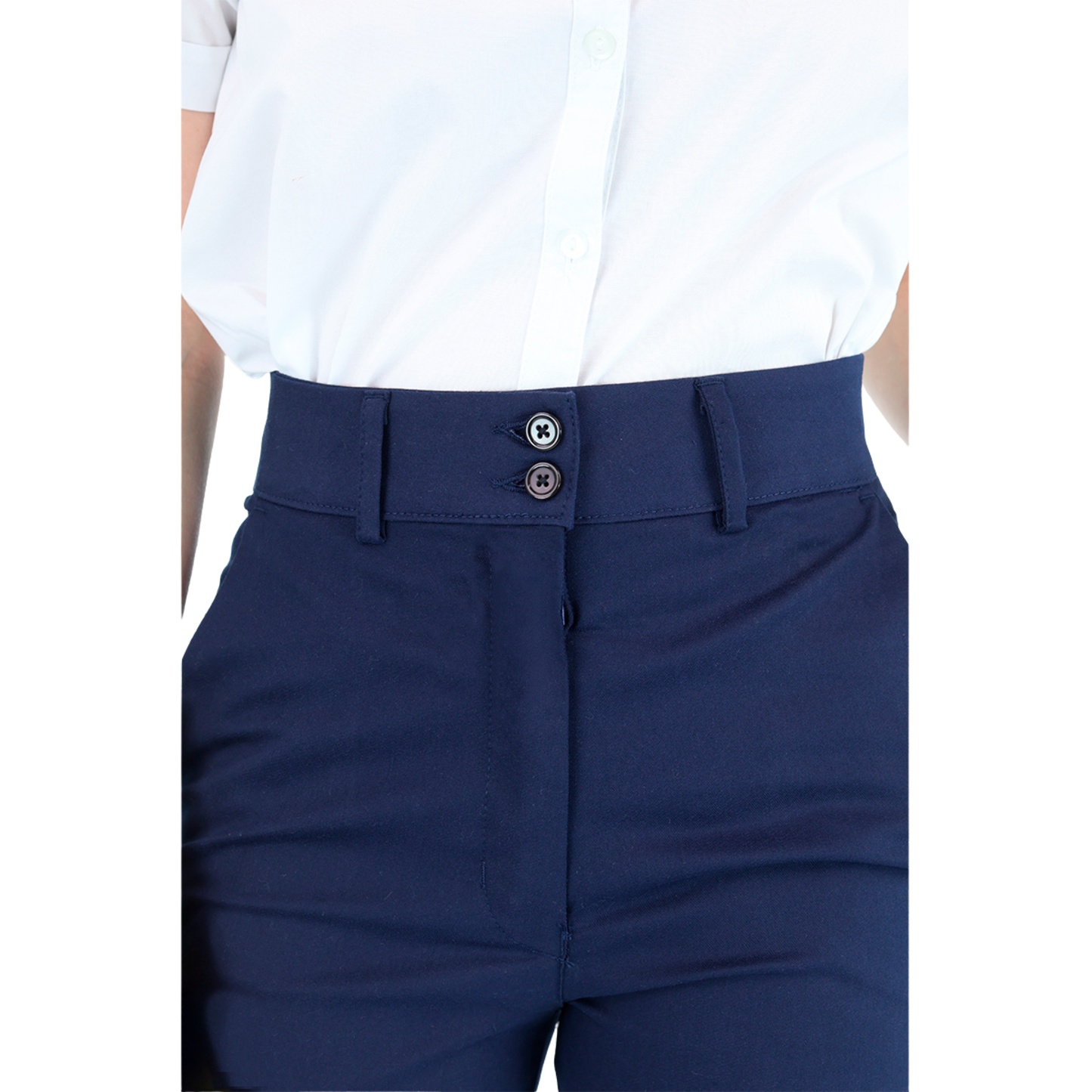 Pantalón De Vestir Color Azul Marino Con Bolsas Para Mujer