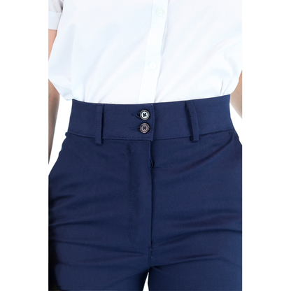 Pantalón De Vestir Color Azul Marino Con Bolsas Para Mujer