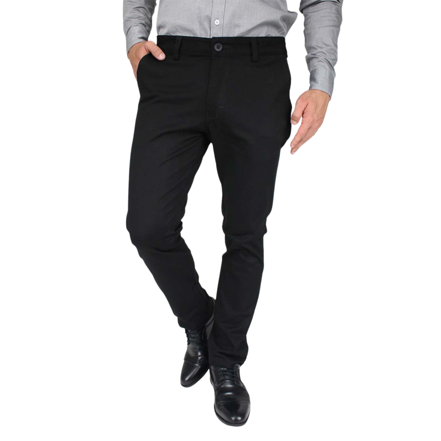 Pantalón Slim Fit Negro De Vestir Algodón Stretch Para Caballero