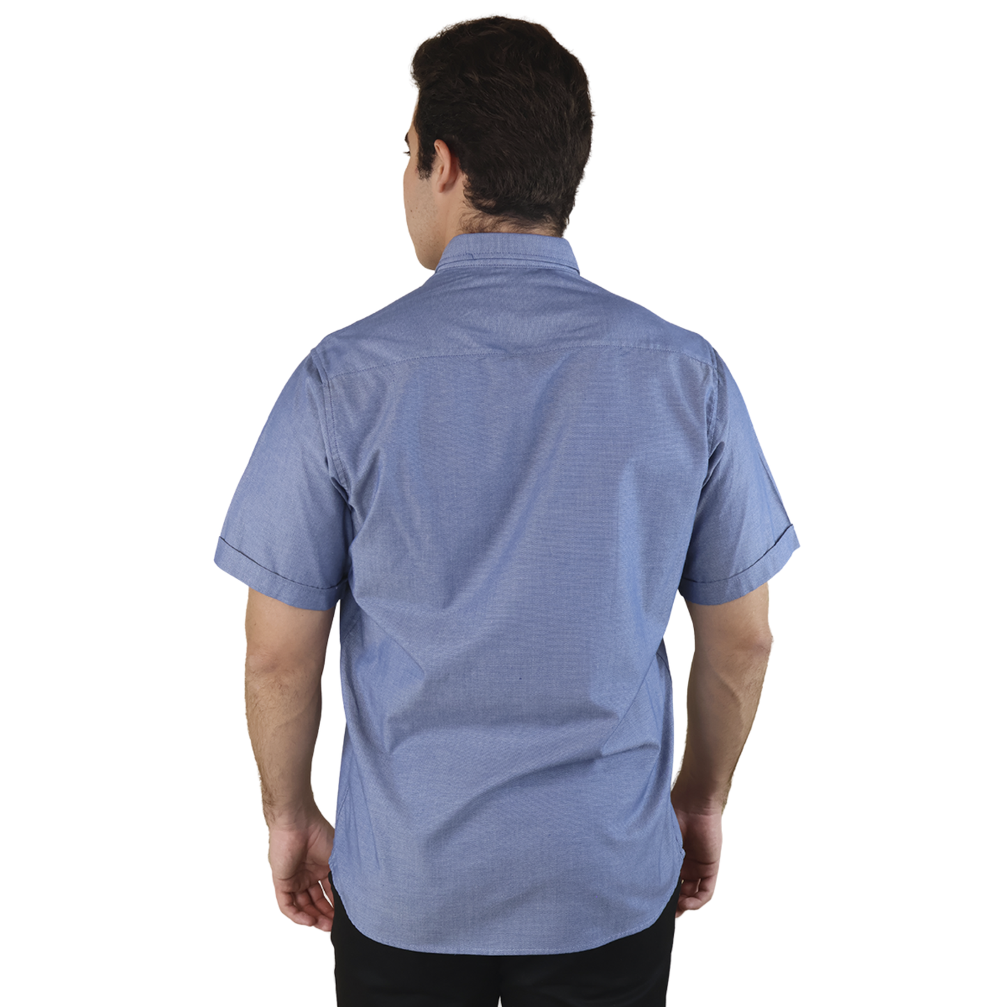 Camisa Manga Corta Slim Fit Cuello Americano Para Caballero
