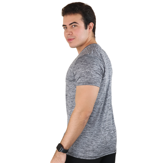 Playera Deportiva Hombre Color Gris Jaspe Secado Rápido