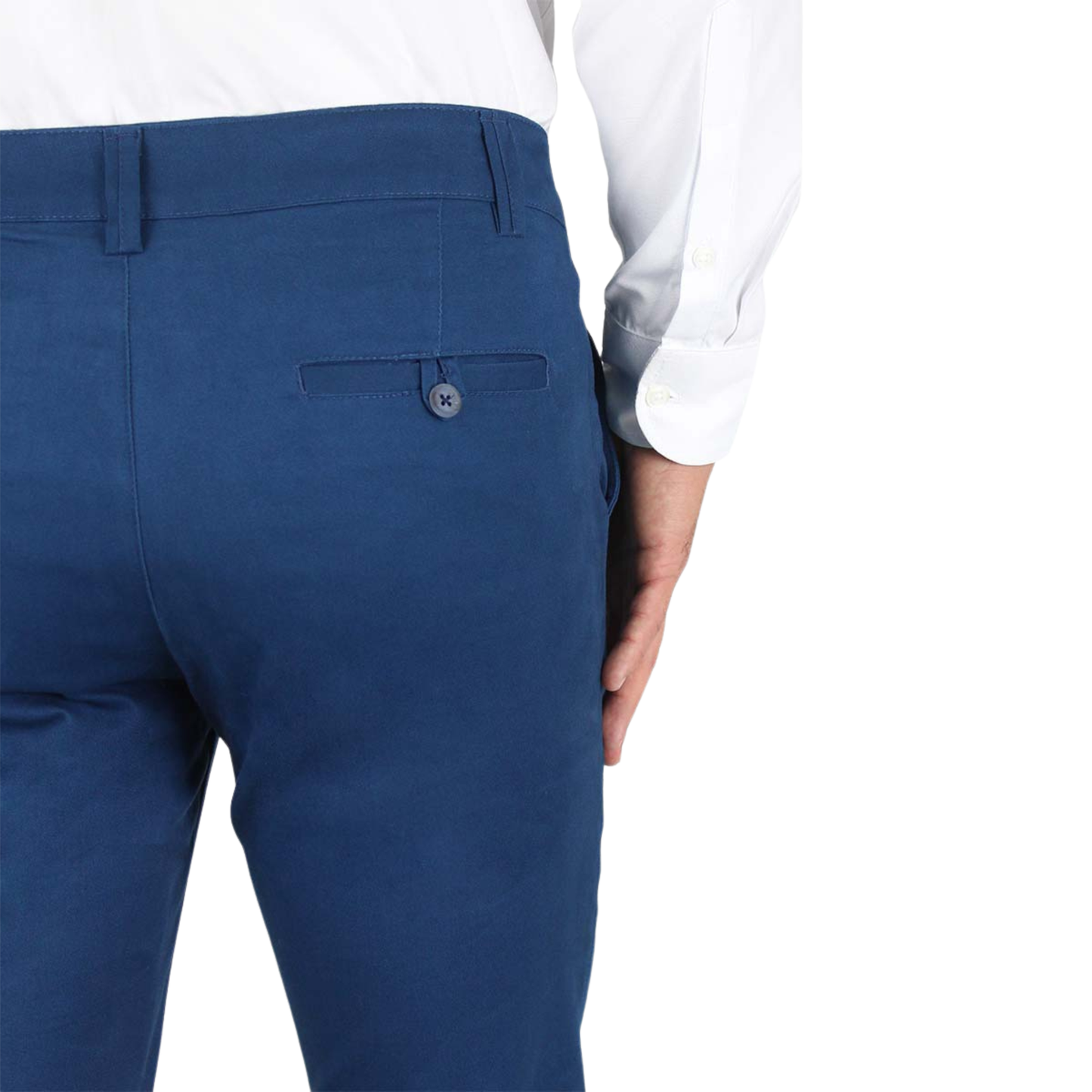 Pantalón Chino Color Azul Plúmbago Slim Fit De Algodón Para Hombre