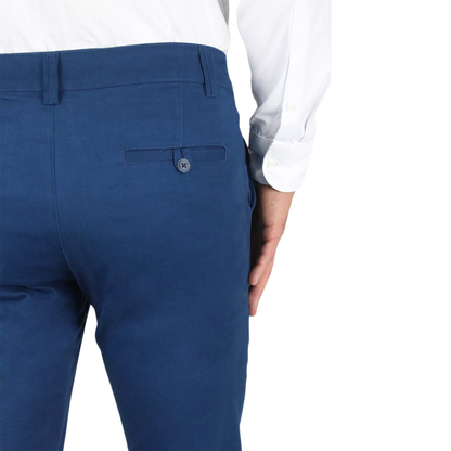 Pantalón Chino Color Azul Plúmbago Slim Fit De Algodón Para Hombre