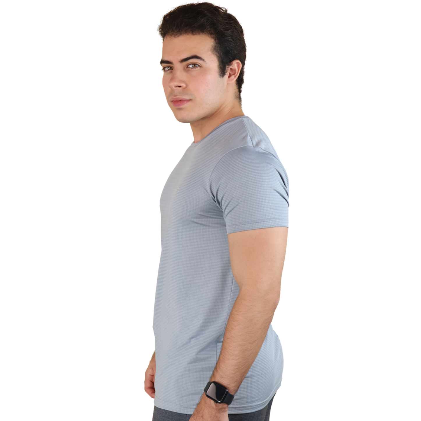 Playera Deportiva Secado Rápido Gris Para Hombre Manga Corta