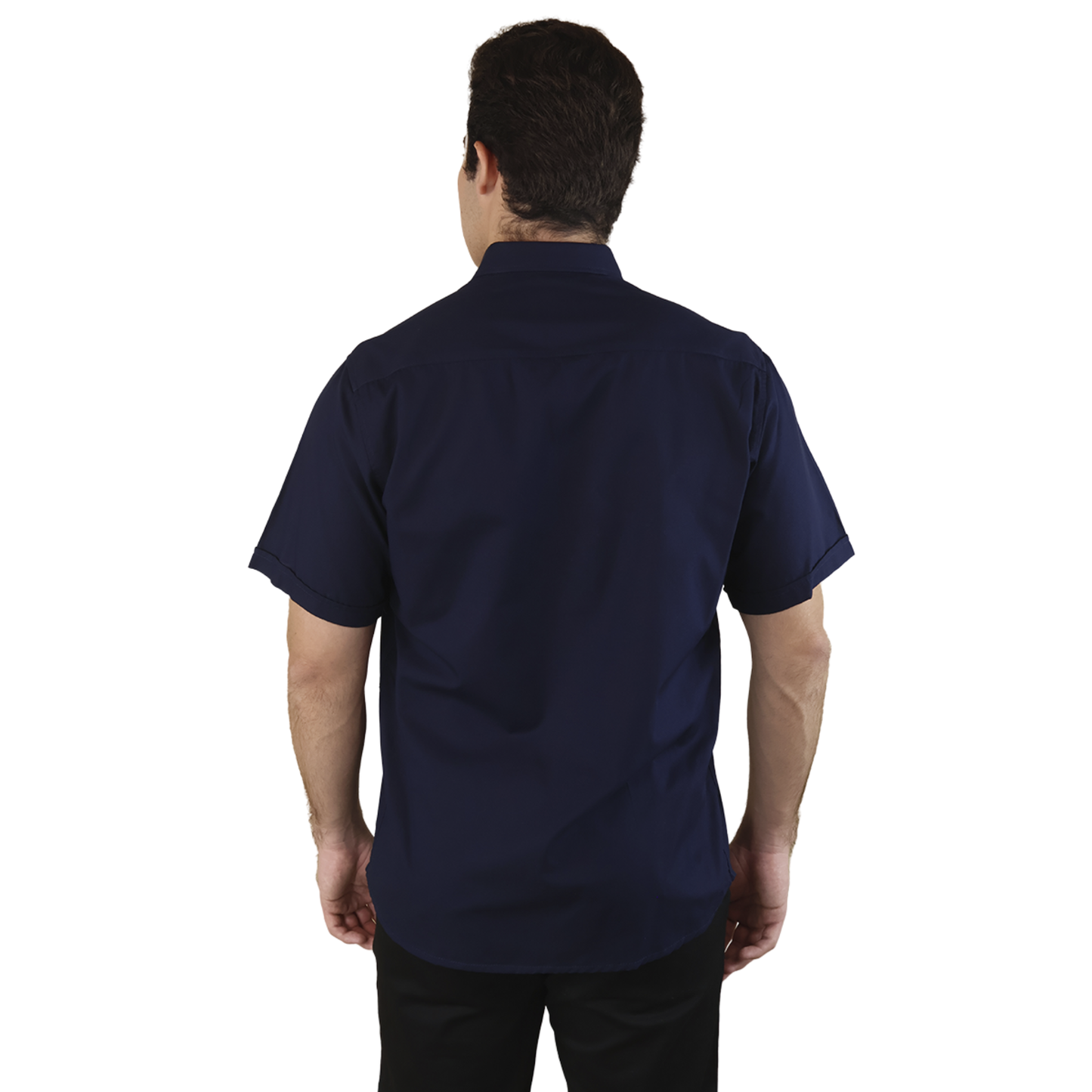 Camisa Manga Corta Slim Fit Cuello Americano Para Caballero