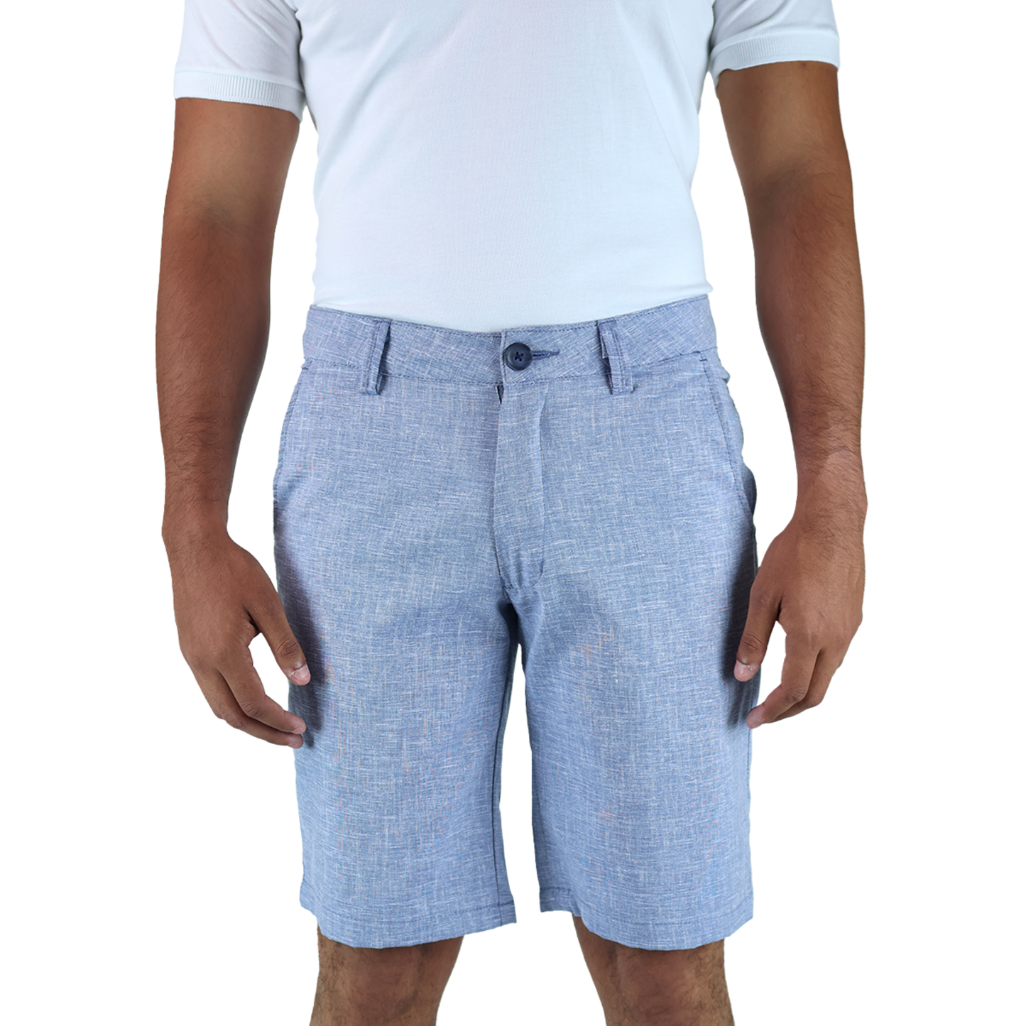 Men's Cool Marl Navy Linen-Look Shorts