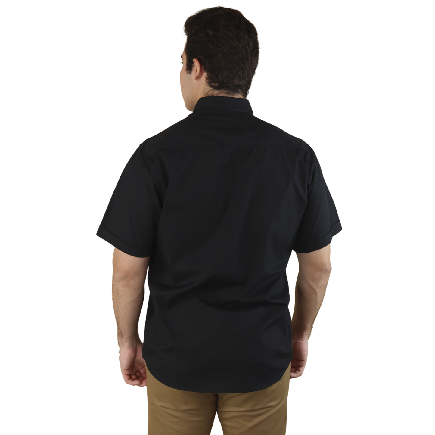 Camisa Manga Corta Slim Fit Cuello Americano Para Caballero