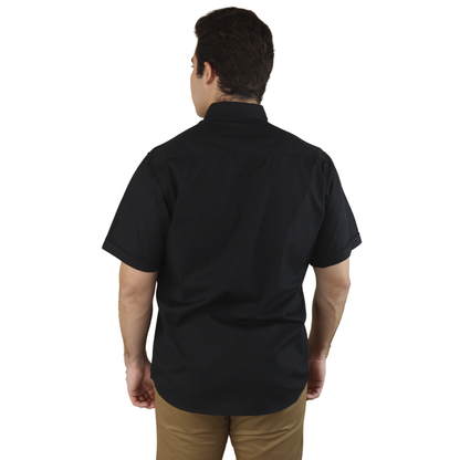 Camisa Manga Corta Slim Fit Cuello Americano Para Caballero