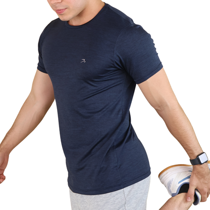 Men's Navy Blue Quick Dry Short Sleeve Athletic T-Shirt