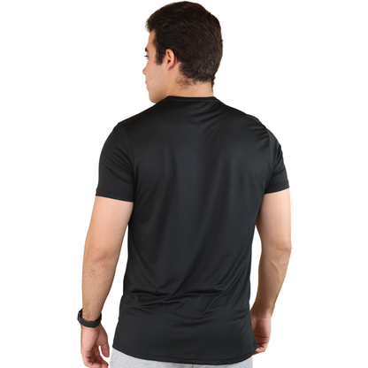 Playera Hombre Fitness Negro Manga Corta Secado Rápido