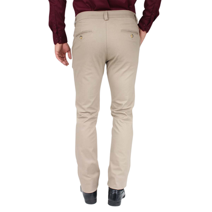 Pantalón de Vestir Stretch Color Caki Slim Fit Para Hombre