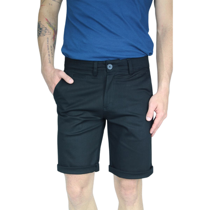 Men's Black Slim Fit Stretch Cotton Bermuda Shorts