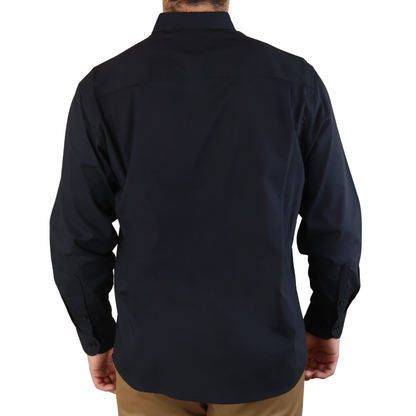 Camisa Negra Slim Fit Manga Larga Con Cintilla Para Caballero