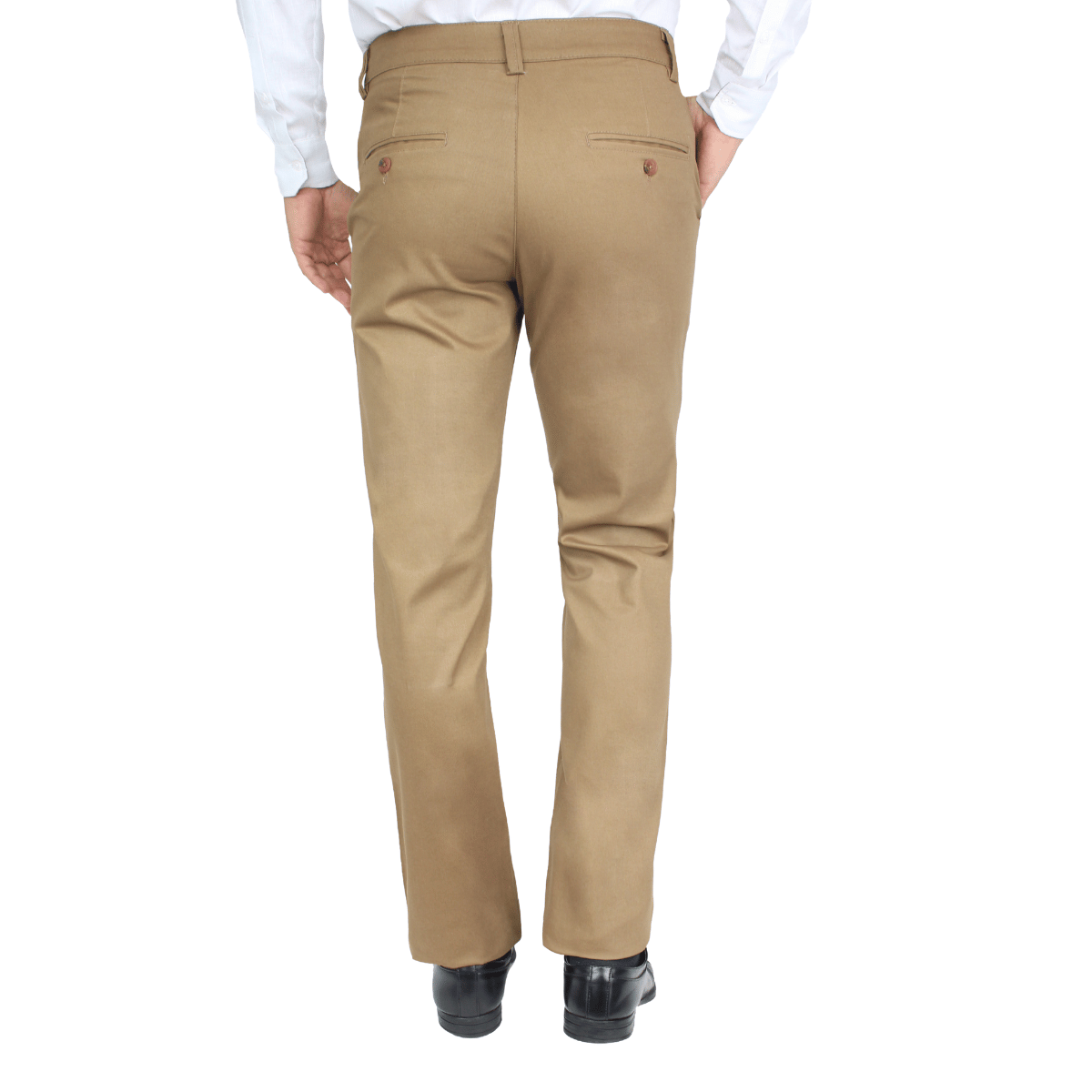 Pantalón Color Camel Stretch De Algodón Regular Fit Para Caballero