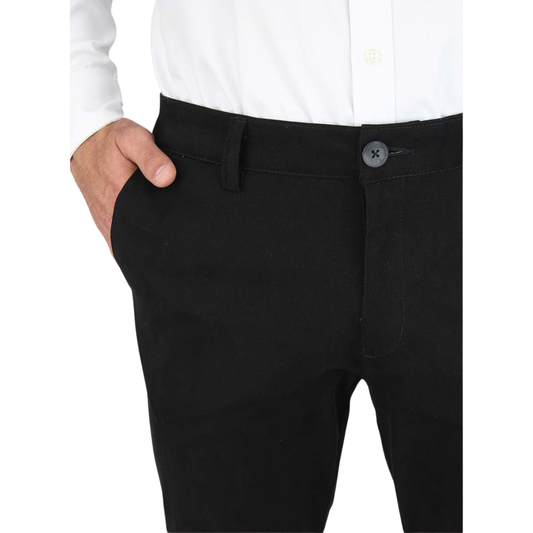 Pantalón Negro Corte Chino Slim Fit Algodón Para Hombre