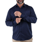 Camisa de Vestir Moda Manga Larga Slim Fit Azul Marino  Para Hombre