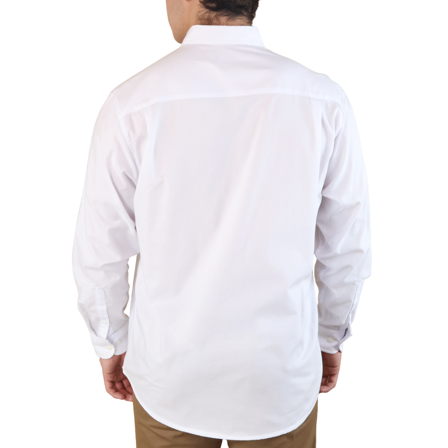 Camisa Blanca Slim Fit Manga Larga Con Cintilla Para Caballero