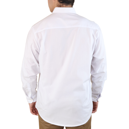 Camisa Blanca Slim Fit Manga Larga Con Cintilla Para Caballero