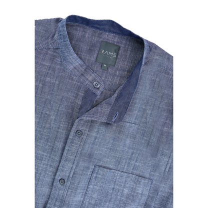 Camisa Manga Corta Look De Lino Cuello Mao Para Hombre
